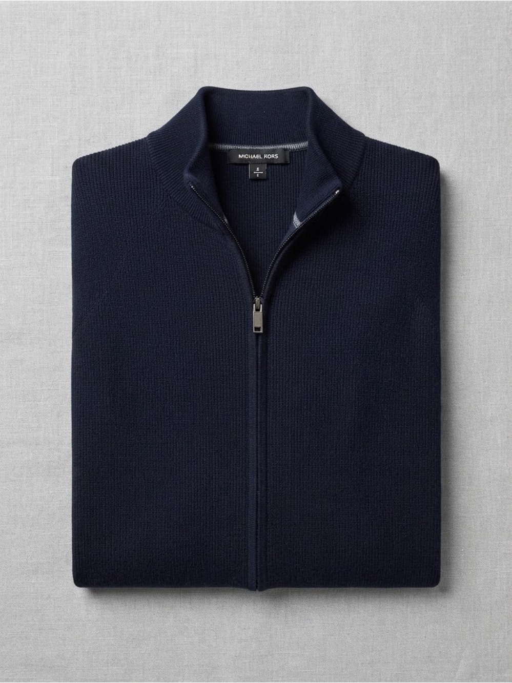 NWOT Michael Kors Navy Full-Zip Cotton Sweater